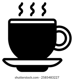 A minimalist coffee cup illustration featuring steam, perfect for café branding and beverage-related content.