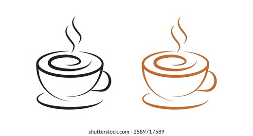 Minimalist Coffee Cup Illustration Modern Vector Design for Social Media, Branding, and Marketing. Perfect for Cafe Logos, Banners, Advertisements, and Promotional Graphics.