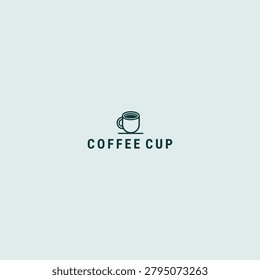 Minimalist coffee cup illustration with text on pastel background