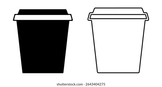 Ilustrações minimalistas de xícara de café em estilos pretos e brancos contrastantes