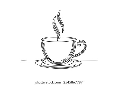 Ilustrações minimalistas da xícara de café com vapor - Perfeito para café, cafeteria e vibes matutinas