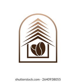minimalist coffee forest flat logo design