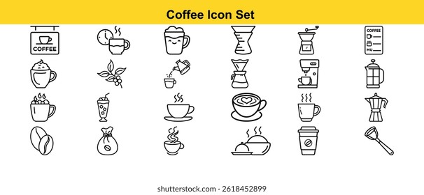 Minimalist Coffee Icon Set for Cafe and Brewing Designs