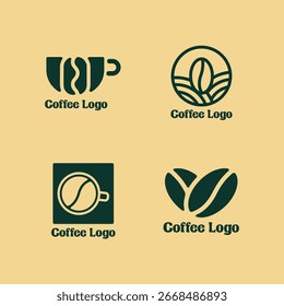 Pacote de logotipo de café minimalista. Conjunto moderno de design de marca de café e cafeteria