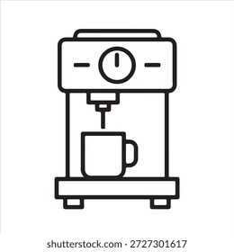 Minimalist Coffee Machine Vector Icon Pouring Fresh Brew into Mug