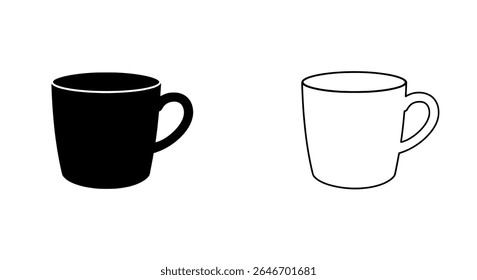 Minimalist Coffee Mug Icons Set - Beverage Cup Illustration for Morning Coffee, Caffeine Themes, or Kitchenware Branding