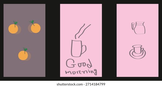 Afiches de café minimalistas con tazas y frijoles, arte de pared moderno perfecto para cocinas, cafés, hogares.