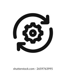 Ícone de Processo de Cogwheel Minimalista com Símbolo de Rotação de Seta Circular