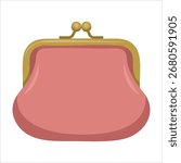 minimalist coin purse flat vector illustration isolated on white background