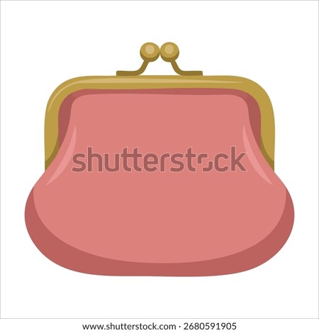 minimalist coin purse flat vector illustration isolated on white background