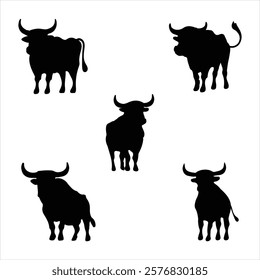 Minimalist Collection of Bull Silhouettes