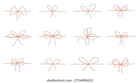 Uma coleção minimalista de arcos de corda decorativos e fitas para detalhes de design elegantes
