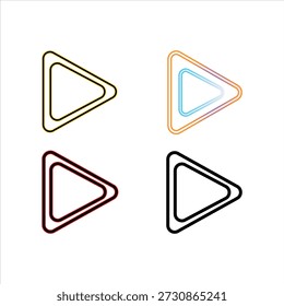 Minimalistische Sammlung von Spielknopf-Symbolen in abgerundeter Dreiecksform