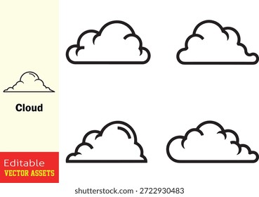 Colección minimalista de iconos estilizados de la nube con diversas formaciones hinchadas y alargadas en un audaz juego de Vectores de arte de línea negra

Este recurso gráfico profesional presenta una colección seleccionada de cinco ilustraciones de nube distintas, meticulosamente diseñadas como activos de Vector limpios y modernos. Aislado sobre un fondo liso, el conjunto muestra varias formaciones de nubes, desde nubes Grandes, onduladas e hinchadas hasta Formas elegantes y alargadas. Representados con un contorno negro audaz consistente, estos gráficos ofrecen una estética minimalista de alto contraste adecuada para cualquier proyecto de diseño digital. Estos recursos de Vector editables de alta calidad son perfectos para temas relacionados con el Clima, visualizaciones atmosféricas, fondos de Sitio web e iconografía de App móviles. La naturaleza escalable de estos contornos garantiza que mantengan una claridad perfecta, ya sea que se usen como Elementos decorativos sutiles o puntos focales prominentes en un diseño.

Las características clave incluyen:
Diversas formaciones: Incluye una gama de Formas desde densas nubes de estilo cúmulo hasta formaciones estratocúmulos alargadas.

Estilo minimalista moderno: presenta líneas negras gruesas y consistentes sin relleno, proporcionando un aspecto versátil y sofisticado.

Elementos gráficos versátiles: Ideal para App de Clima, infografías climáticas, marca tecnológica y narración abstracta.

Calidad de Vector de Profesional: archivo EPS totalmente escalable y editable, lo que permite una personalización perfecta de los pesos y colores de los trazos.