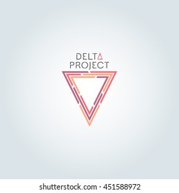 Minimalist color delta project logo design with grey background
