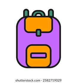 Minimalist Color design of a child’s school bag, representing students, learning, and educational activities.