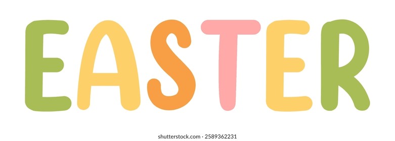 minimalist color design of the word EASTER, graphic element