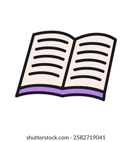 Minimalist Color illustration of an open book, symbolizing student education, school learning, and academic materials.