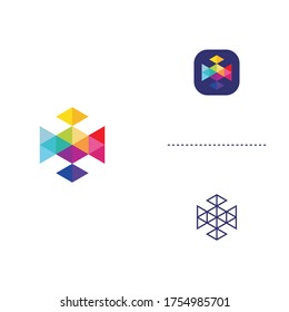 Logotipo de vector abstracto minimalista colorido o diseño de elementos. Ilustración del icono de identidad del logotipo.