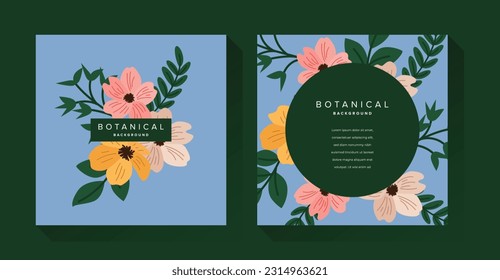 Minimalist Colorful Botanical Flower Background