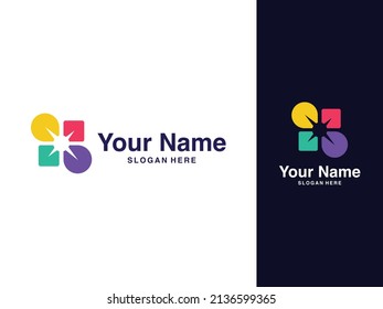 Minimalist colorful box logo template