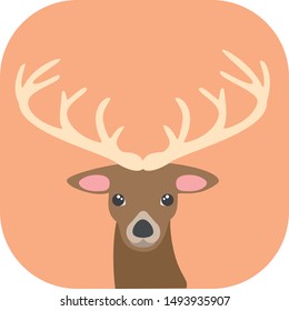 Minimalist colorful deer on an orange background. Ideal for medals or icons.
