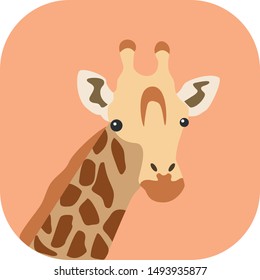 Minimalist colorful giraffe on an orange background. Ideal for medals or icons.