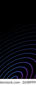 Minimalist Colorful Gradient Circular Lines on Black Background. Modern Phone Wallpaper Design. Bg. Vector Illustration
