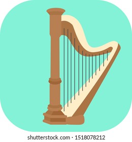 Minimalist colorful harp on a colored background.
Ideal for icons, medals or badges.