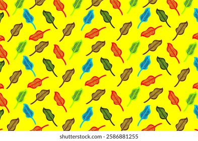 Minimalist colorful leaf pattern. Seamless pattern of colorful foliage background. Tropical leaf pattern. Floral foliage vector illustration. Seamless foliage pattern. Foliage leaf set collection.