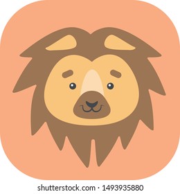Minimalist colorful lion on an orange background. Ideal for medals or icons.