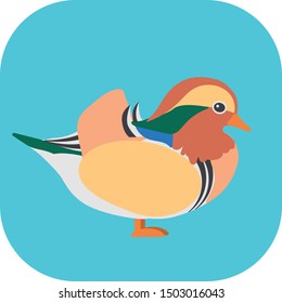 Minimalist colorful mandarin duck on a colored background.
Ideal for icons, medals or badges.