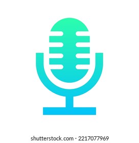 Minimalist colorful microphone icon isolated on white background. New design, 2023
