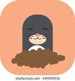 Minimalist colorful mole on an orange background. Ideal for medals or icons.