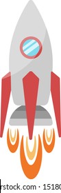 Minimalist colorful rocket.
Ideal for icons, medals or badges.