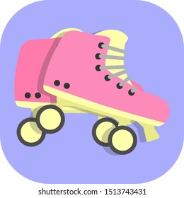 Minimalist colorful roller skates on a colored background.
Ideal for icons, medals or badges.