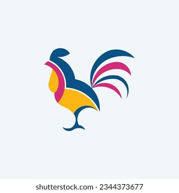 Minimalist colorful rooster logo, capturing nature and liveliness