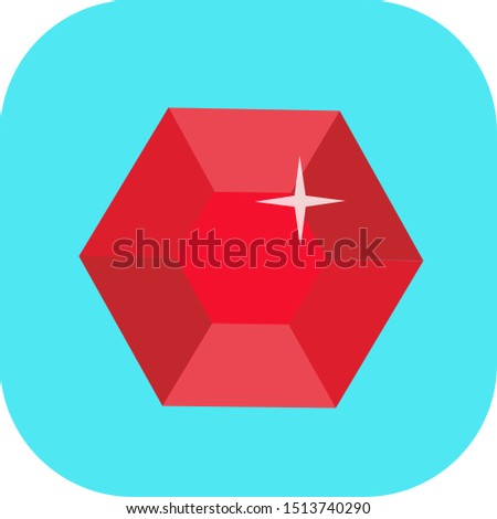 Minimalist colorful ruby on a colored background.
Ideal for icons, medals or badges.