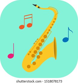 Minimalist colorful saxophone on a colored background.
Ideal for icons, medals or badges.