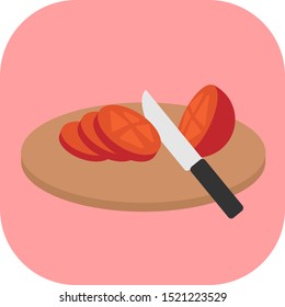 Minimalist colorful slicing tomatoes on a colored background.
Ideal for icons, medals or badges.