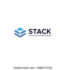 Minimalist colorful STACK growth up logo design