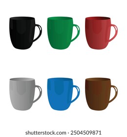 Minimalist colorful style tea or cafe cups in vector.
