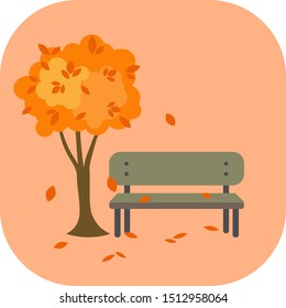 Minimalist colorful tree and bench on a colored background.
Ideal for icons, medals or badges.
