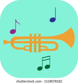 Minimalist colorful trumpet on a colored background.
Ideal for icons, medals or badges.