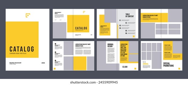 minimalist company product catalog brochure magazine design template, clean furniture or fashion collection portfolio catalogue brochure creative layout or price list