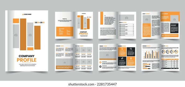 Minimalist company profile template, corporate business brochure layout design, annual report