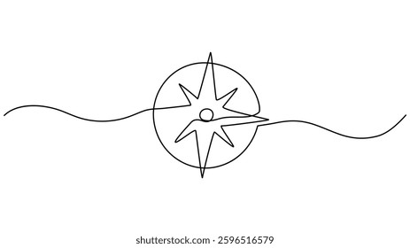 Minimalist Compass in Continuous Line Drawing