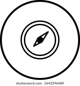 Un diseño de icono de brújula minimalista con simetría circular y dirección clara