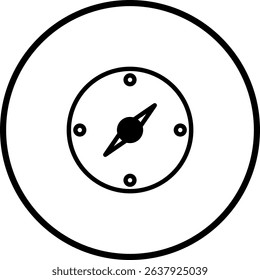 Minimalist compass icon with direction needle illustration navigational journey design