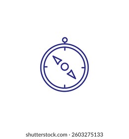 Minimalist compass icon in vector line art for navigation apps.